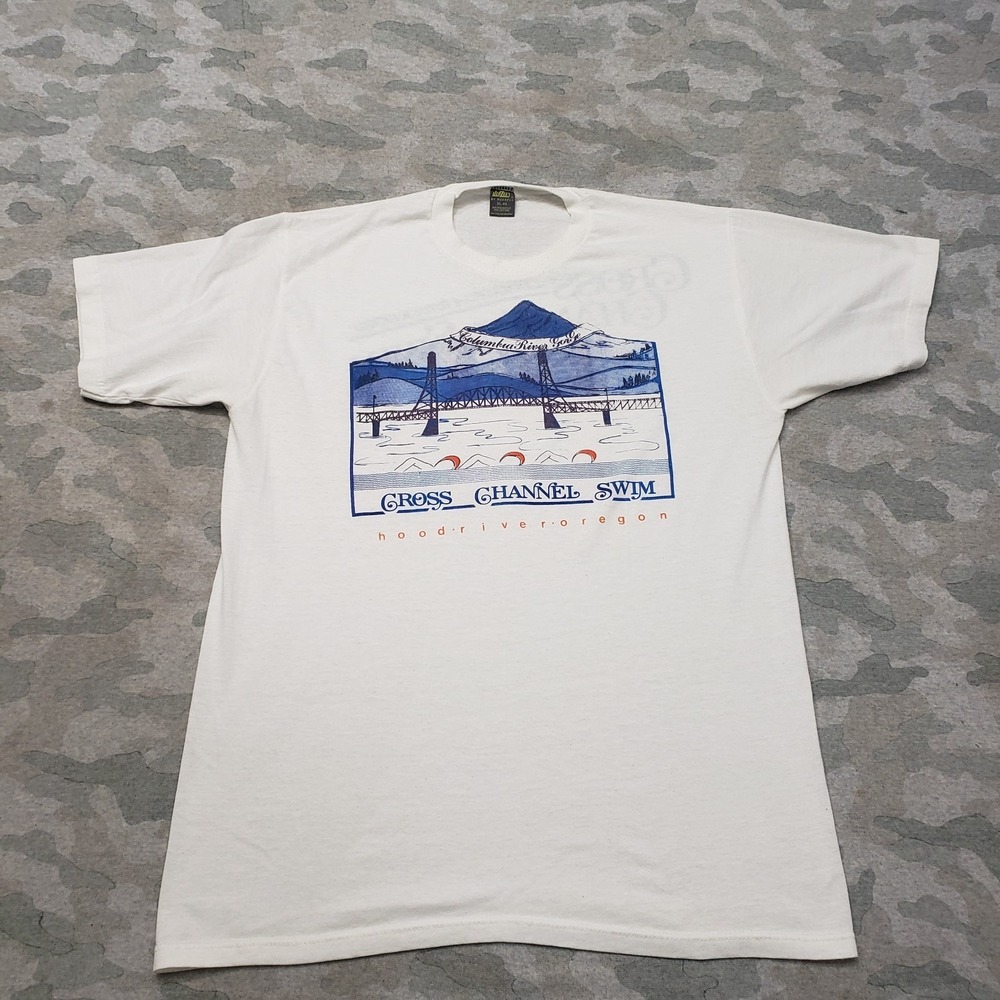Vintage Cross Channel Shirt Mens XL White Short Sleeve Single Stitch